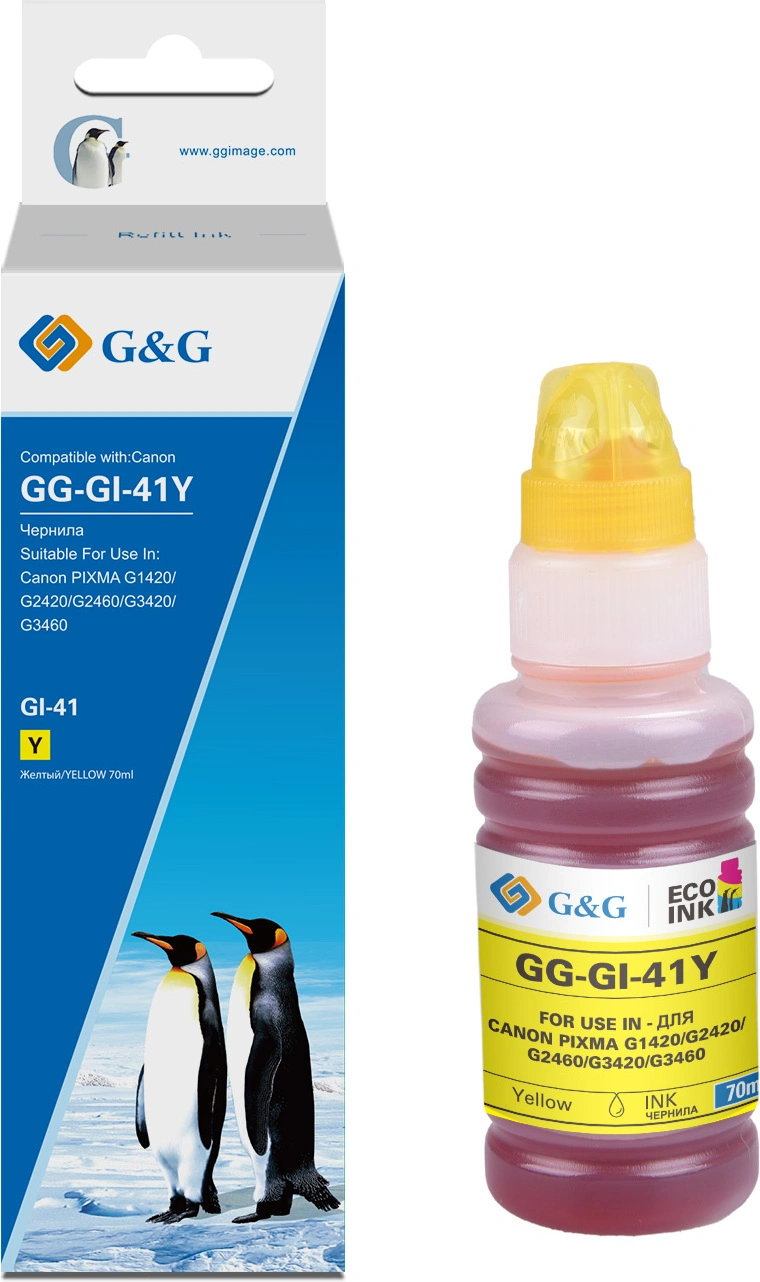 Чернила G&G GG-GI-41Y желтый 140мл для Canon PIXMA G1420/G2420/G2460/G3420/G3460