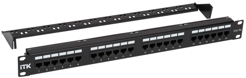 Патч-панель ITK PP24-1UC5EU-D05-1 19" 1U 24xRJ45 кат.5E UTP