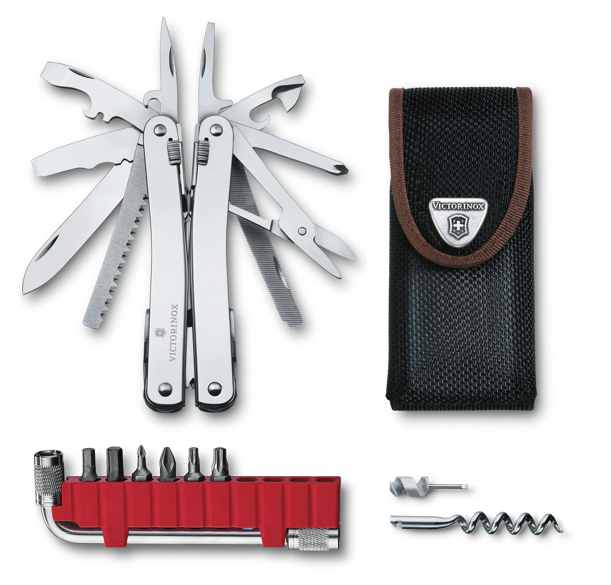 Мультитул Victorinox SwissTool Spirit X (3.0235.N) 105мм 35функц. мини-отвертка/штопор/набор бит/удлинитель/чехол нейлоновый серебристый подар.коробка