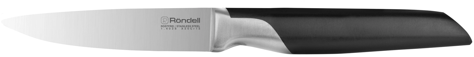 Нож кухонный Rondell Brando RD-1433 стальной универсальный для овощей лезв.90мм прямая заточка черный блистер