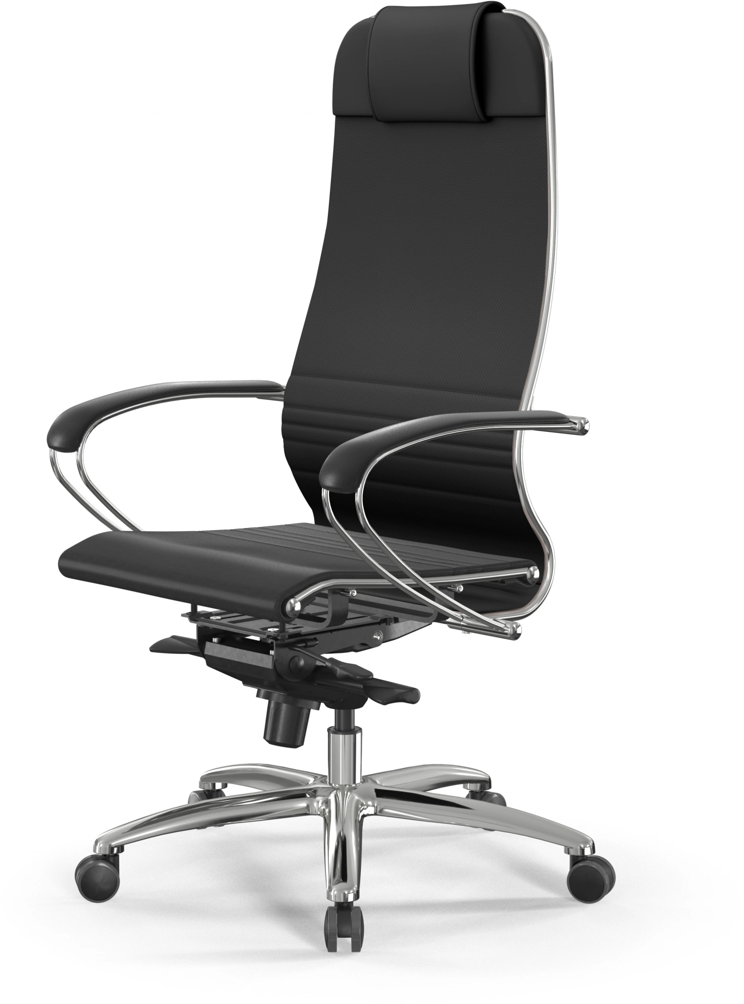 Кресло Метта Samurai K-1 черный сиденье черный экокожа с подголов. крестов. алюминий хром