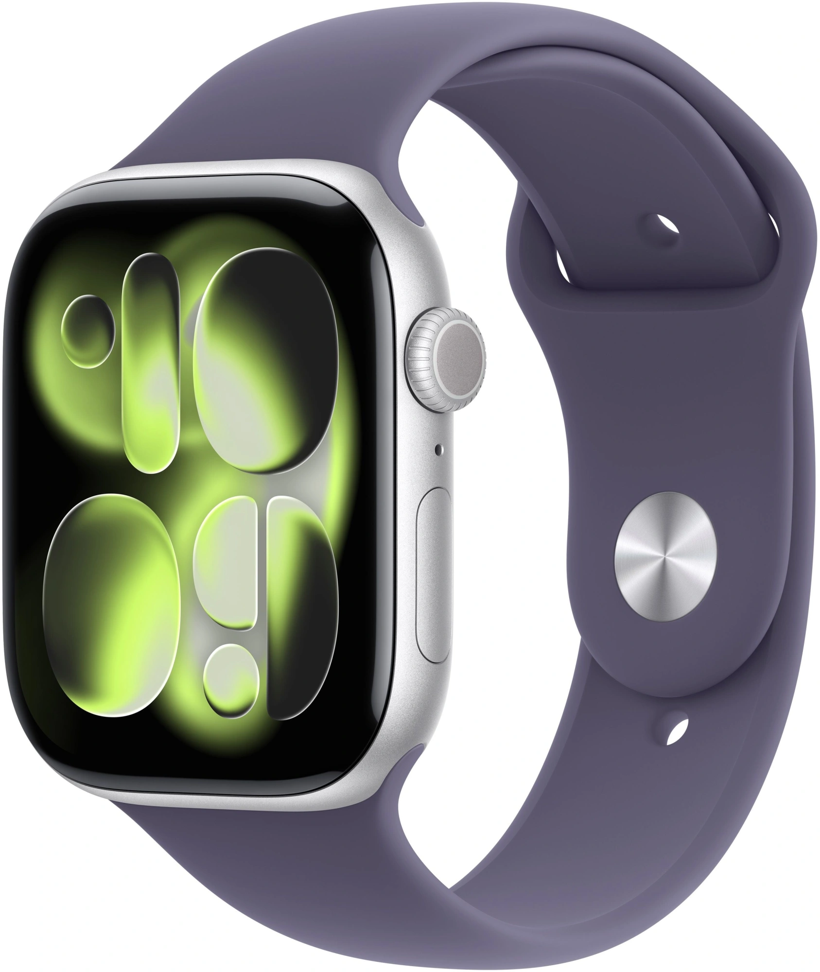 Смарт-часы Apple Watch Series 11 A3333 46мм OLED корп.серебристый Sport Band рем.фиолетовый разм.брасл.:M/L (MEVA4AF/A)