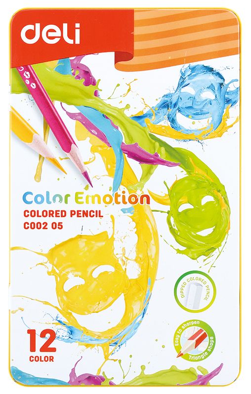 Карандаши цв. Deli EC00205 Color Emotion липа 12цв. мет.кор.