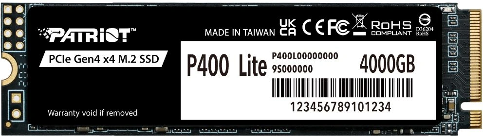 Накопитель SSD Patriot PCIe 4.0 x4 4TB P400LP4KGM28H P400 Lite M.2 2280