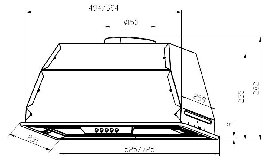 Вытяжка встраиваемая Lex GS Bloc P 600 WH белый управление: кнопочное (1 мотор)