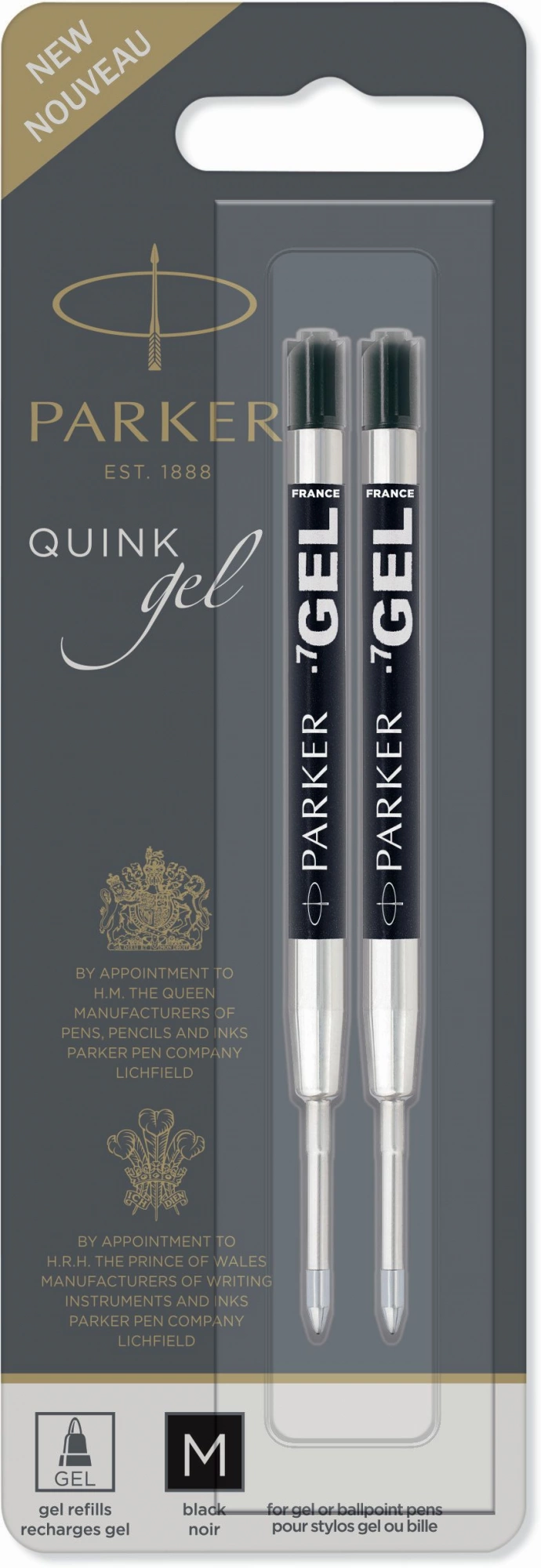 Стержень гелевый Parker Z10 (1950362) M 0.7мм черные чернила для ручек шариковых блистер (2шт)