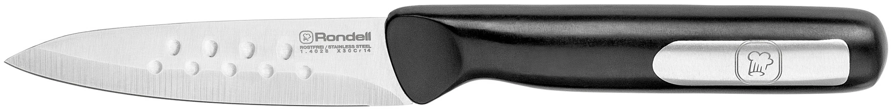 Нож кухонный Rondell Bayoneta RD-1573 стальной универсальный для овощей лезв.90мм прямая заточка черный блистер