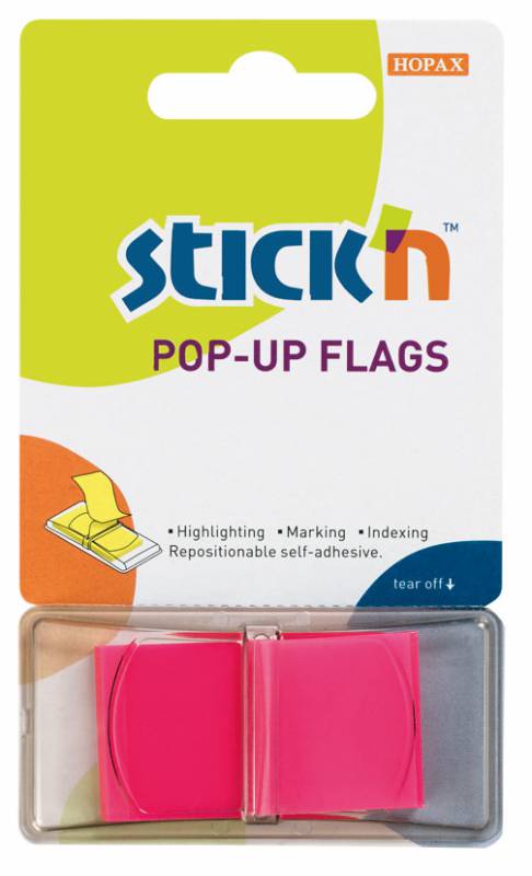Закладки самокл. индексы пластиковые Stick`n 26013 25x45мм 1цв.в упак. 50лист розовый Z-сложения блистер