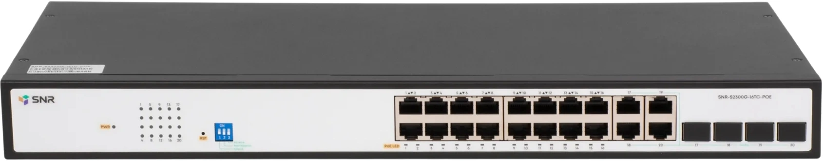 Коммутатор SNR SNR-S2300G-16TC-POE (L2) 16x1Гбит/с 4xКомбо(1000BASE-T/SFP) 16PoE 270W управляемый