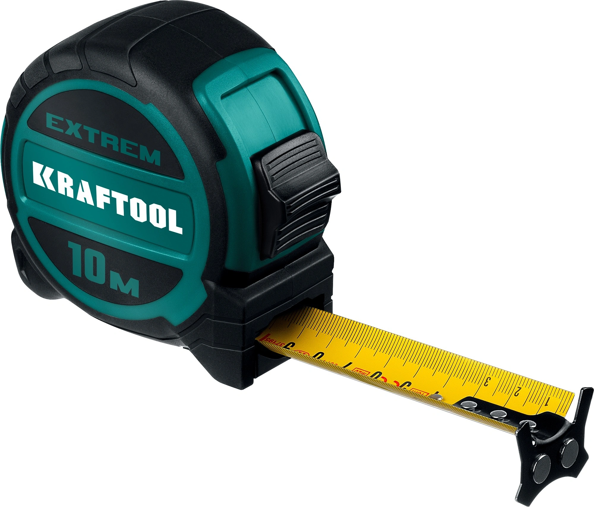 Рулетка геодезическая Kraftool 34127-10 дл.полотна 10м изм.шкала в см зацеп двусторонний магнитный зеленый