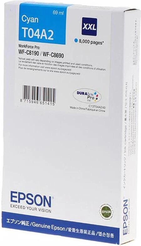 Картридж струйный Epson C13T04A240 синий (8000стр.) для Epson WF-C8190/C8690