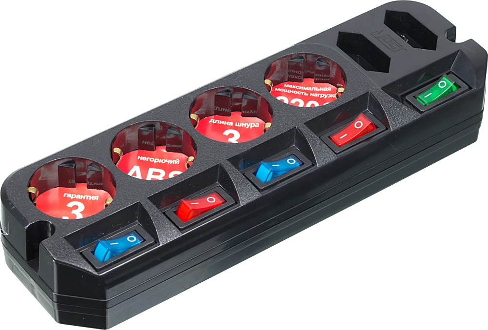 Сетевой удлинитель Most A10 3м (6 розеток) черный (коробка)