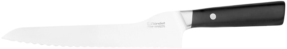 Нож кухонный Rondell Spata RD-1135 стальной для хлеба лезв.200мм серрейт. заточка черный блистер