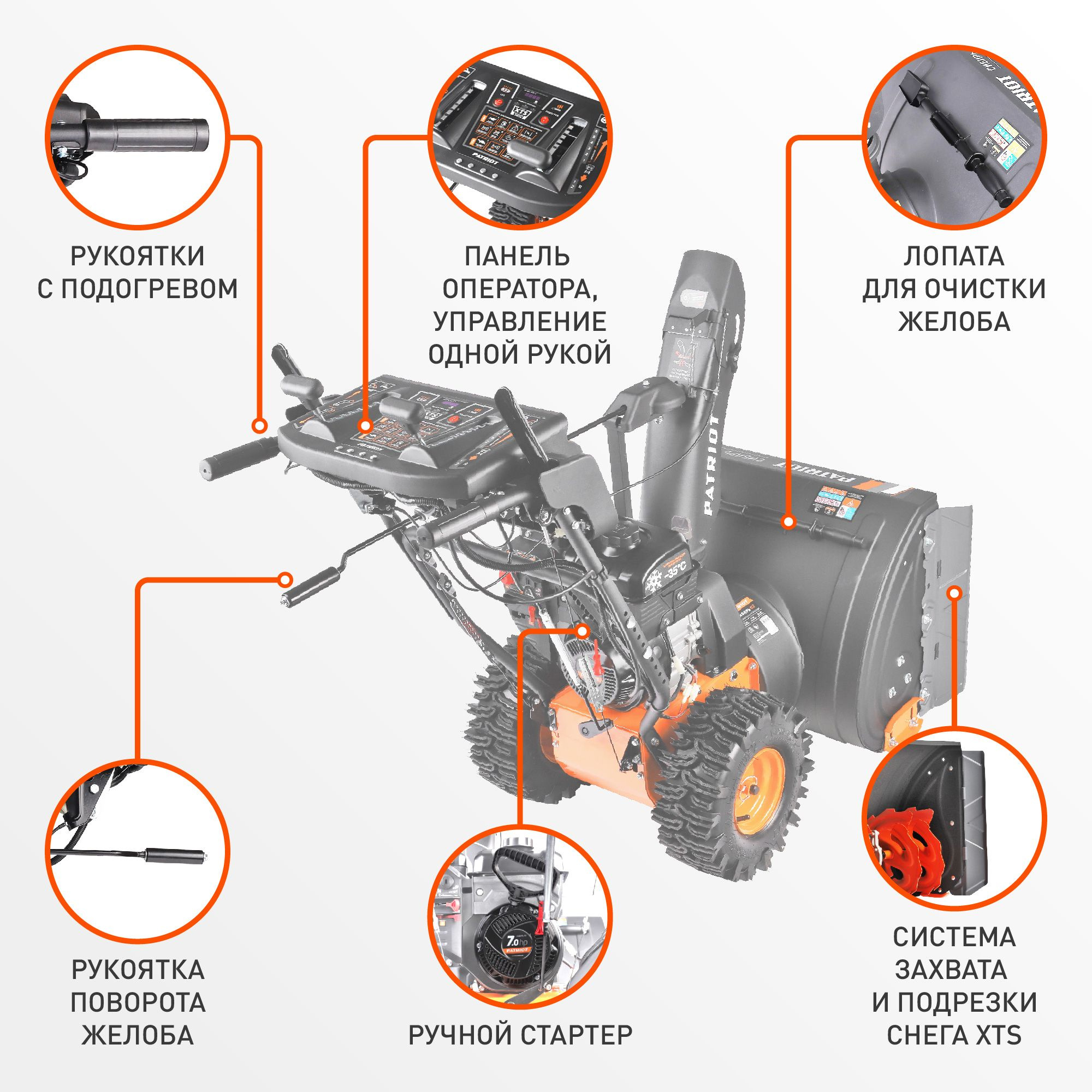Снегоуборщик бензин. Patriot СИБИРЬ 62 7л.с.