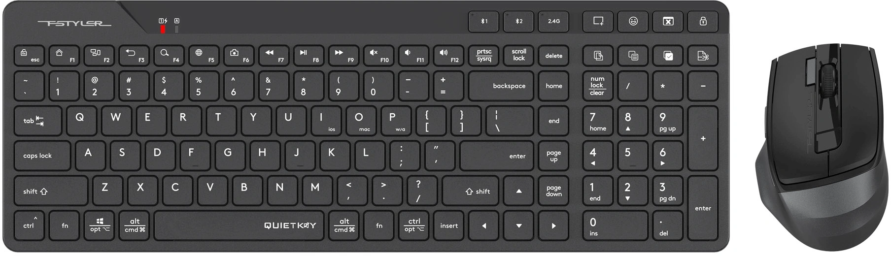 Клавиатура + мышь A4Tech Fstyler FB2800C Air2 клав:черный/серый мышь:черный/серый USB беспроводная Bluetooth/Радио slim