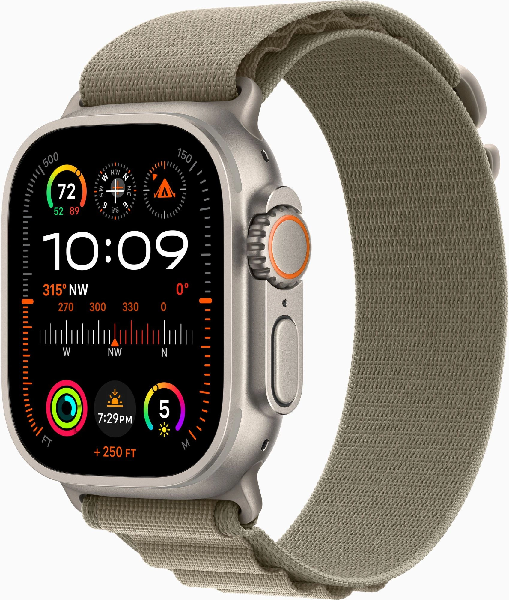 Смарт-часы Apple Watch Ultra 2 A2986 49мм OLED корп.титан Alpine loop рем.оливковый разм.брасл.:160-210мм (MRF03LW/A)