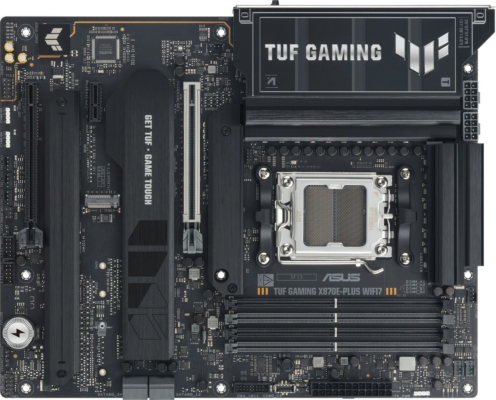 Материнская плата Asus TUF GAMING X870E-PLUS WIFI7 SocketAM5 AMD X870E 4xDDR5 ATX AC`97 8ch(7.1) 2.5Gg RAID+HDMI