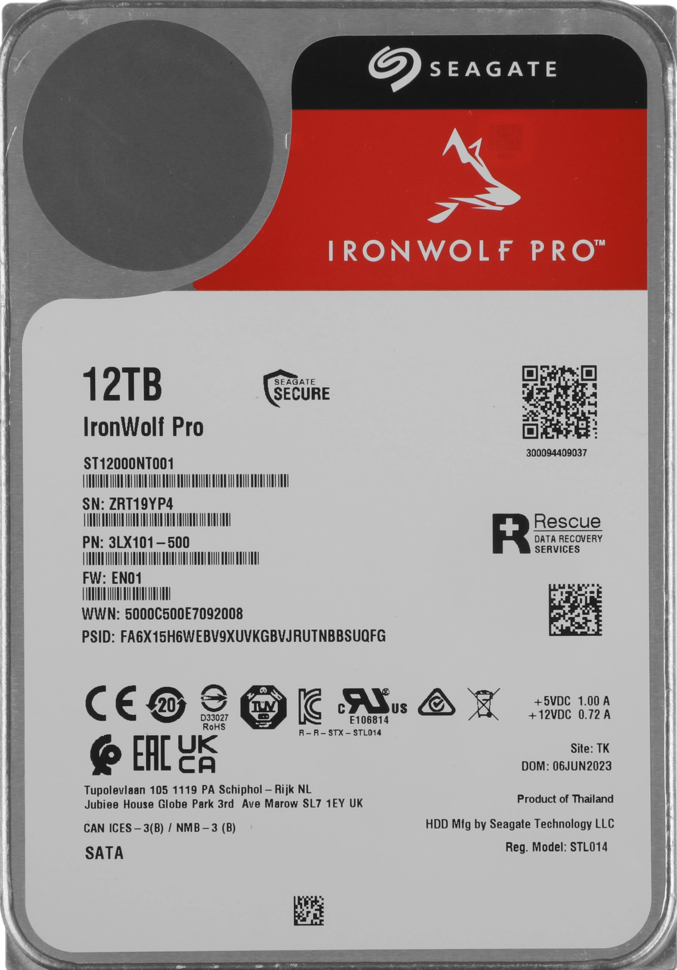 Жесткий диск Seagate SATA-III 12TB ST12000NT001 NAS Ironwolf Pro 512E (7200rpm) 256Mb 3.5"