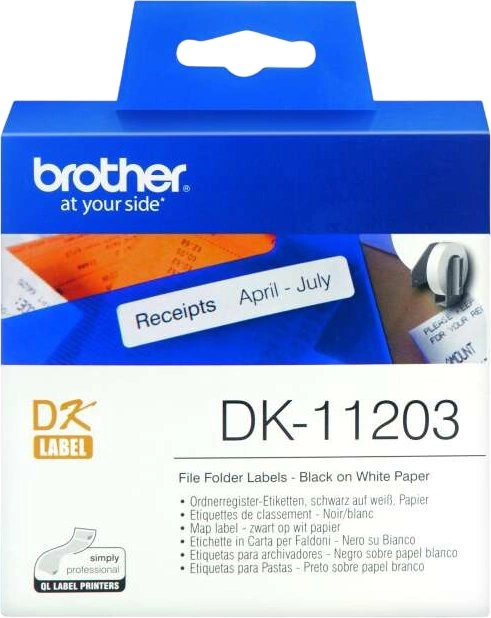 Картридж ленточный Brother DK11203 черный на белом 17x26.4 для Brother QL-5X0, QL-7X00, QL-8X0, QL-10X0, QL-1X10