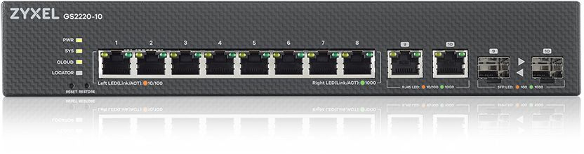 Коммутатор Zyxel GS2220-10-EU0101F (L2) 10x1Гбит/с 2xКомбо(1000BASE-T/SFP) управляемый