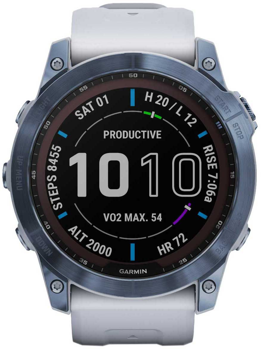 Смарт-часы Garmin Fenix 7X 1.4" корп.синий рем.белый (010-02541-15)