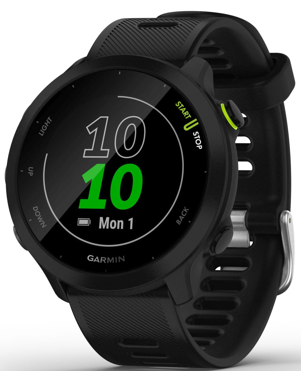 Смарт-часы Garmin Forerunner 55 42мм 1.04" LCD корп.черный рем.черный разм.брасл.:127-220мм (010-02562-10)