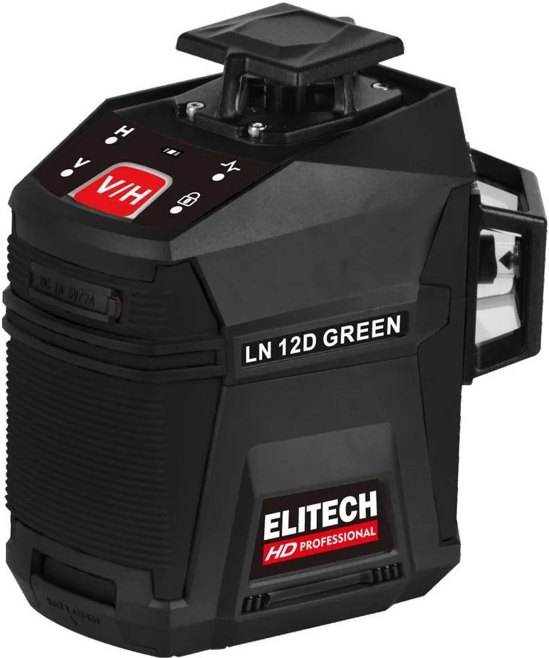Нивелир лазерн. Elitech LN 12D GREEN 2кл.лаз. 520нм цв.луч. зеленый 3луч. (204736)