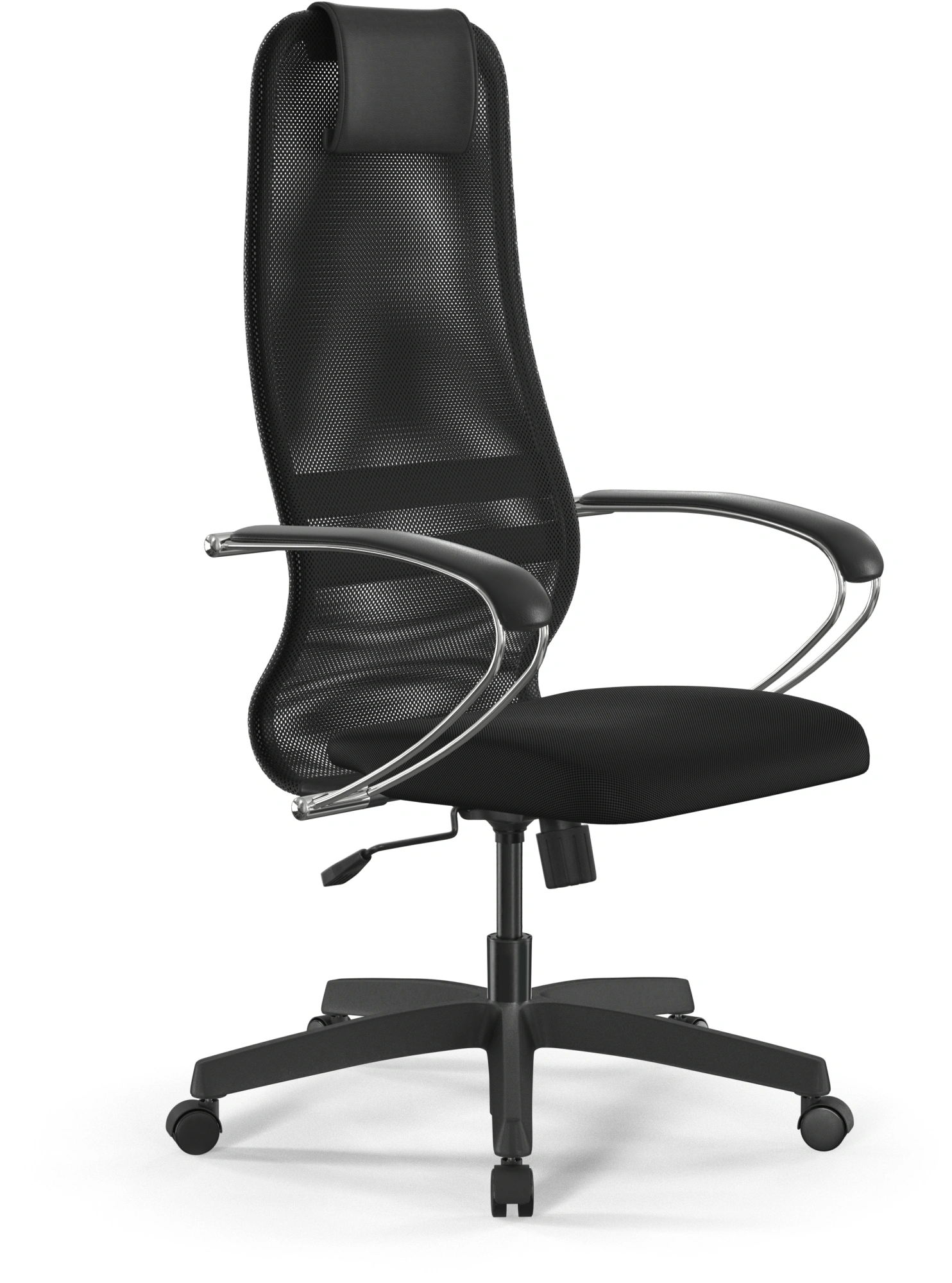 Кресло Метта SU-B-8 черный сиденье черный сетка с подголов. крестов. металл хром