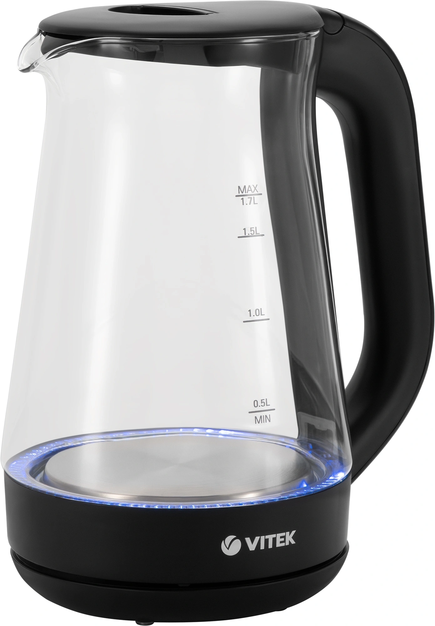 Чайник электрический Vitek VT-8803 1.7л. 2200Вт черный корпус: стекло