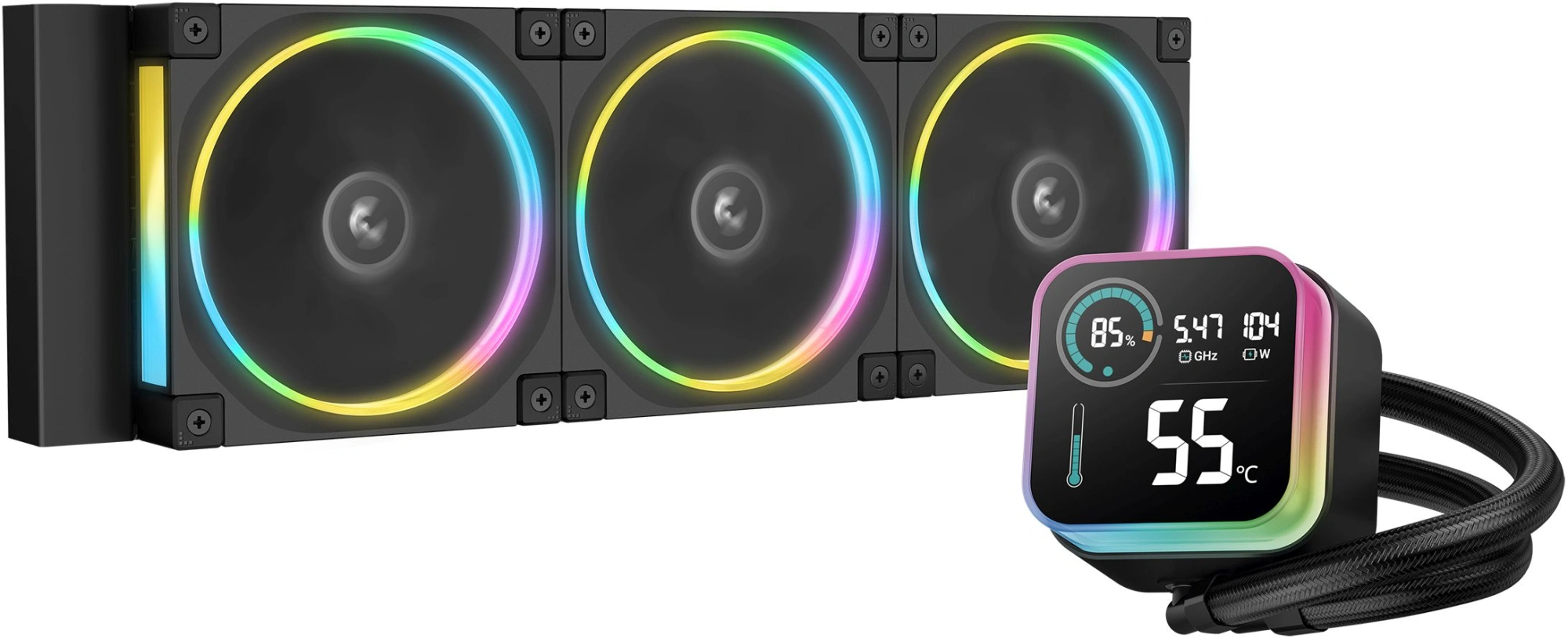 Система водяного охлаждения Deepcool LQ360 Ultra ARGB Soc-AM5/AM4/1200/1700/1851 черный 4-pin 32dB Al LCD 350W 1900gr Ret (R-LQ360-BKASMC-G-1)