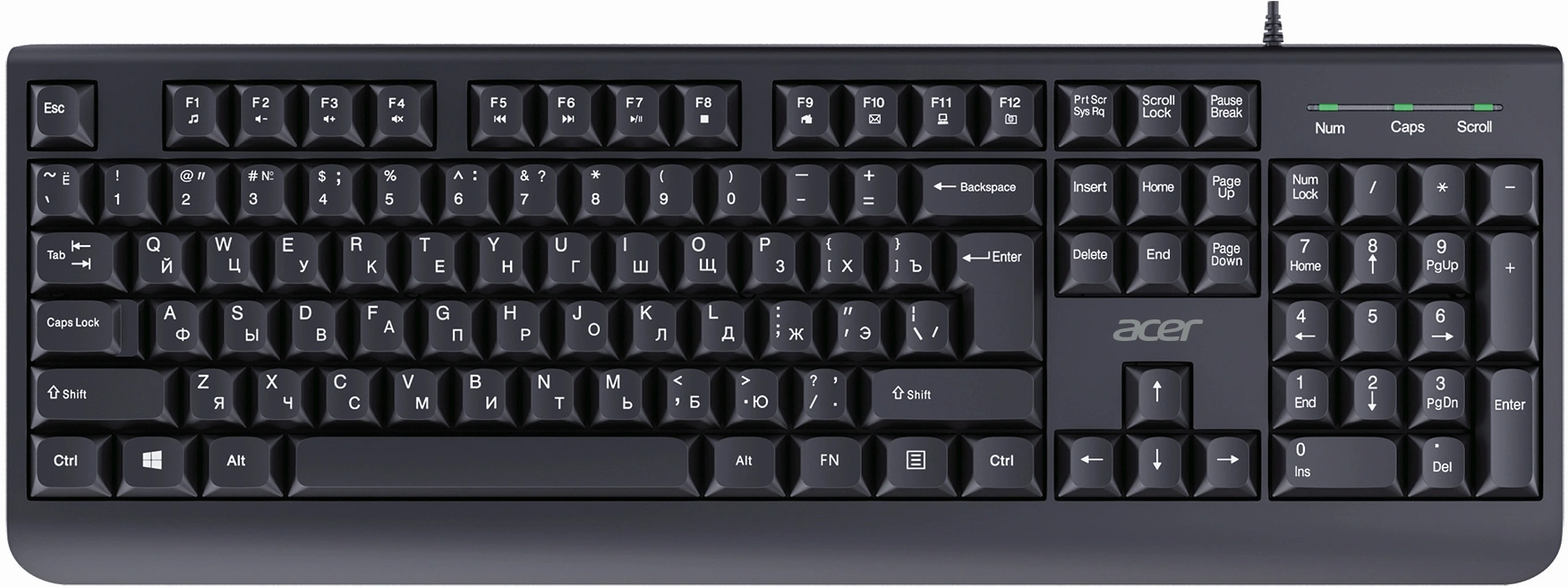 Клавиатура Acer OKW400 черный USB (ZL.KBDEE.01C) кабель 1.8м