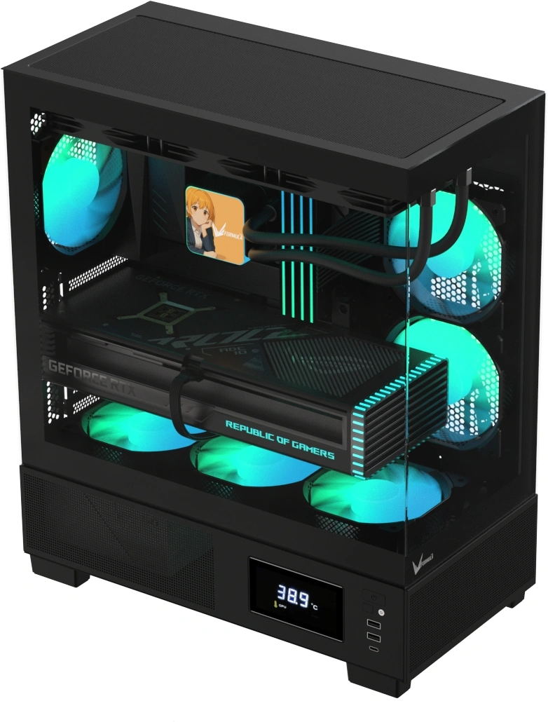 Корпус Formula Crystal E1 черный без БП ATX 9x120mm 2xUSB3.0 audio bott PSU