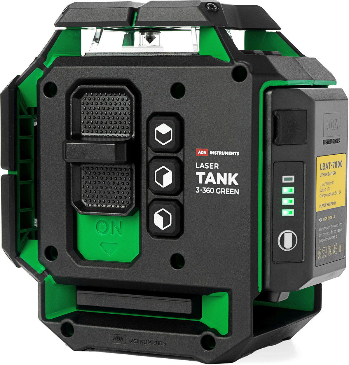Уровень лазер. Ada LaserTANK 3-360 2кл.лаз. 515нм цв.луч. зеленый 3луч. (А00633)