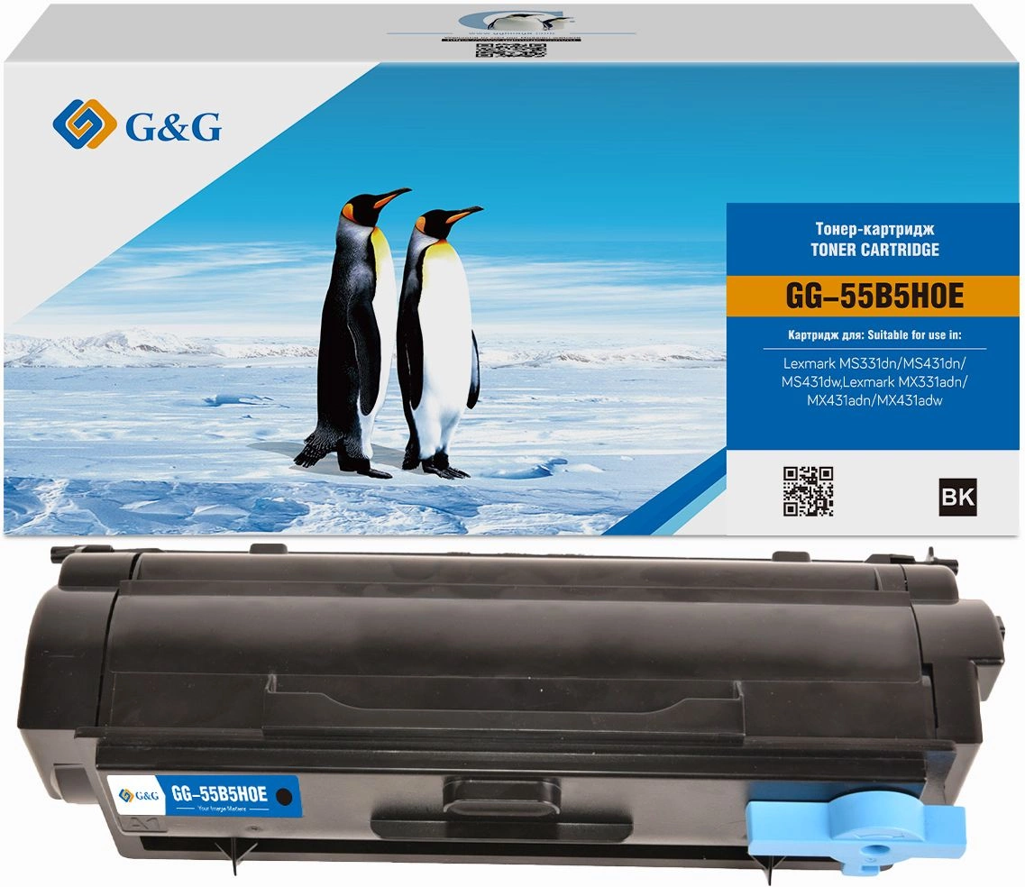 Картридж лазерный G&G GG-55B5H0E 55B5H00/55B5H0E черный (15000стр.) для Lexmark MS331dn/MS431dn/MS431dw/MX331adn/MX431adn/MX431adw
