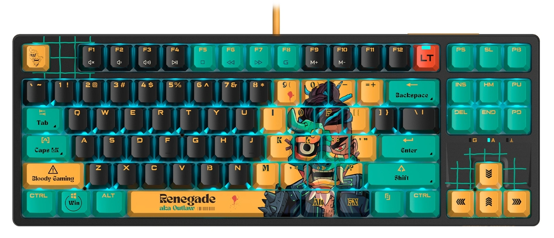 Клавиатура A4Tech AT87 Renegade черный/зеленый USB for gamer LED (AT87) кабель 1.8м