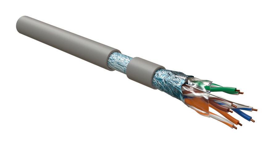 Кабель информационный Hyperline FUTP4-C5E-S24-IN-LSZH-GY-305 кат.5E FTP 4 пары 24AWG LSZH внутренний 305м серый