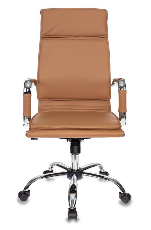 Кресло руководителя Бюрократ Ch-993 светло-коричневый эко.кожа крестов. металл хром