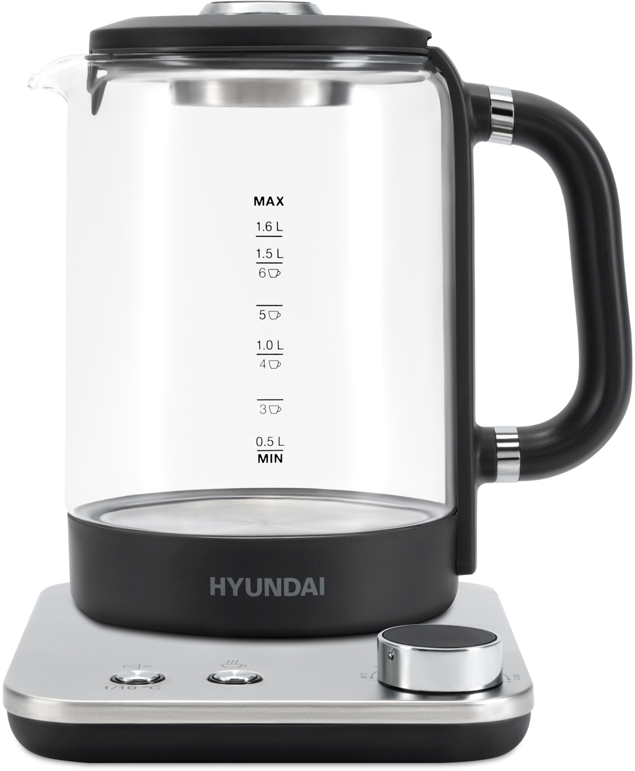 Чайник электрический Hyundai HYK-G5401 1.7л. 2200Вт серый/серебристый корпус: стекло/пластик