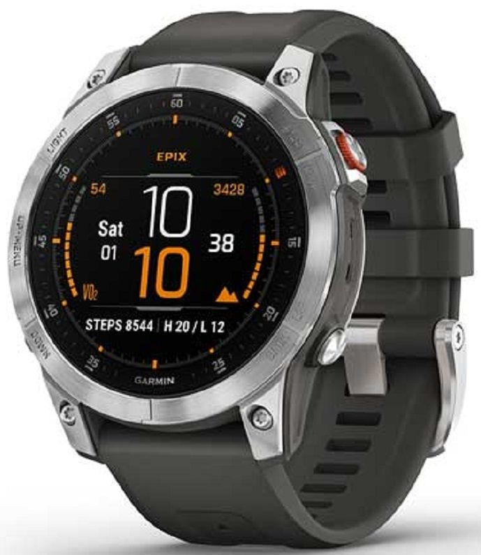 Смарт-часы Garmin Epix Gen 2 33.02мм 1.3" AMOLED корп.черный/стальной рем.серый (010-02582-01)