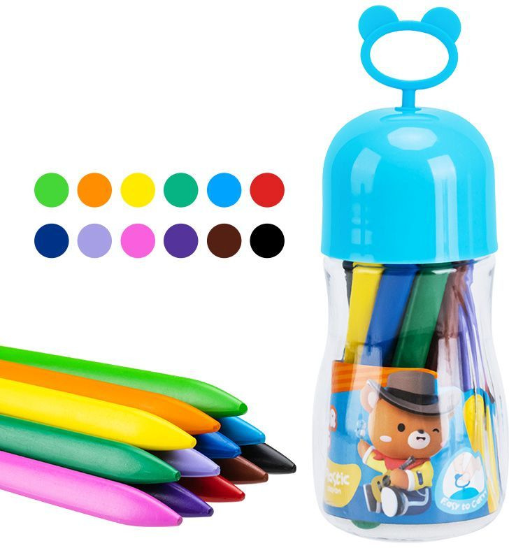 Мелки пластик. Deli EC222-12 Color Kids трехгр. 12цв. (12шт) пласт.туб. гол.