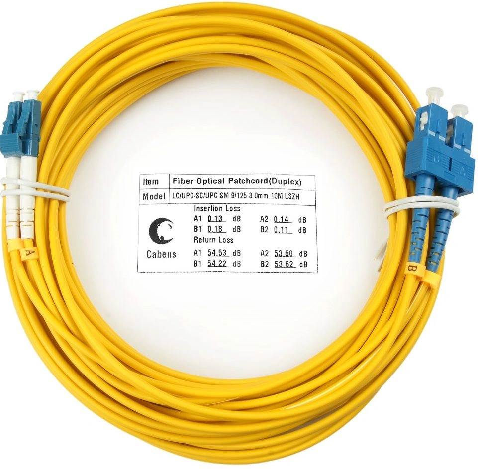 Патч-корд Cabeus FOP(D)-9-LC-SC-20M 2x9/125 OS2 LC дуплекс-SC дуплекс 20м LSZH желтый