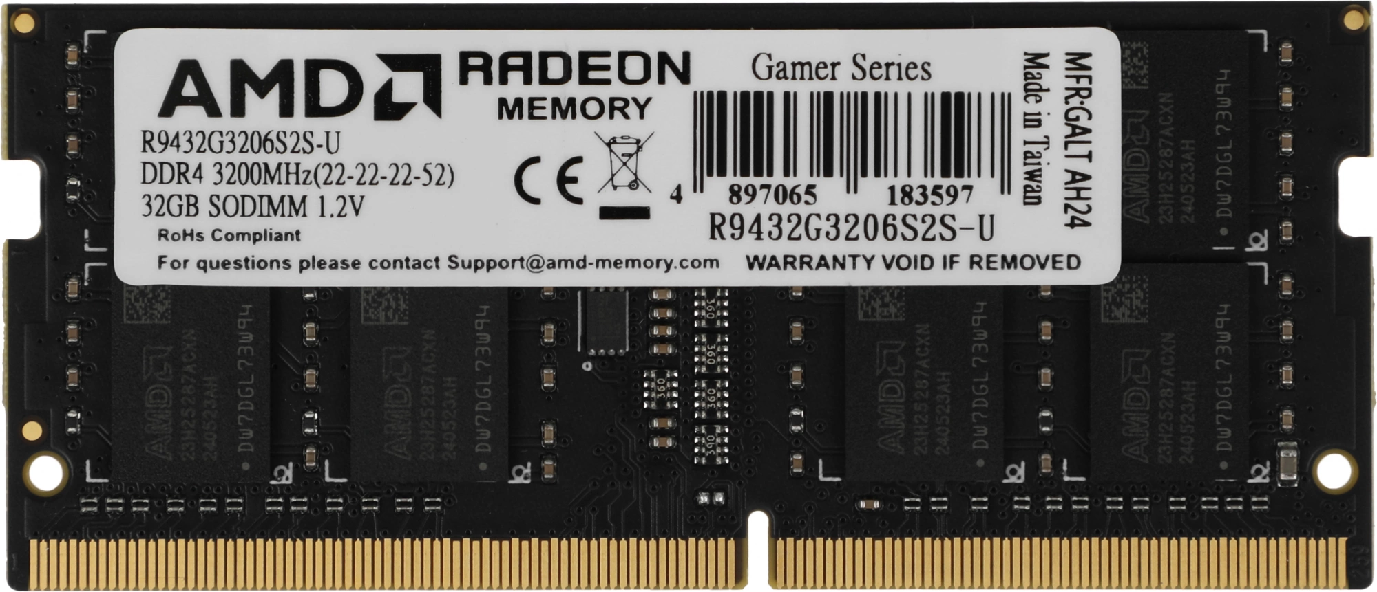 Память DDR4 32GB 3200MHz AMD R9432G3206S2S-U R9 RTL PC4-25600 CL22 SO-DIMM 260-pin 1.2В Ret