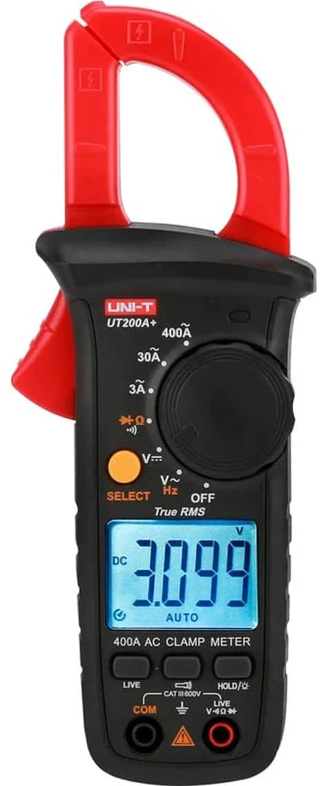 Клещи токоизмерительные Uni-T UT200A+ цифр. измер.ток:переменный черный/красный