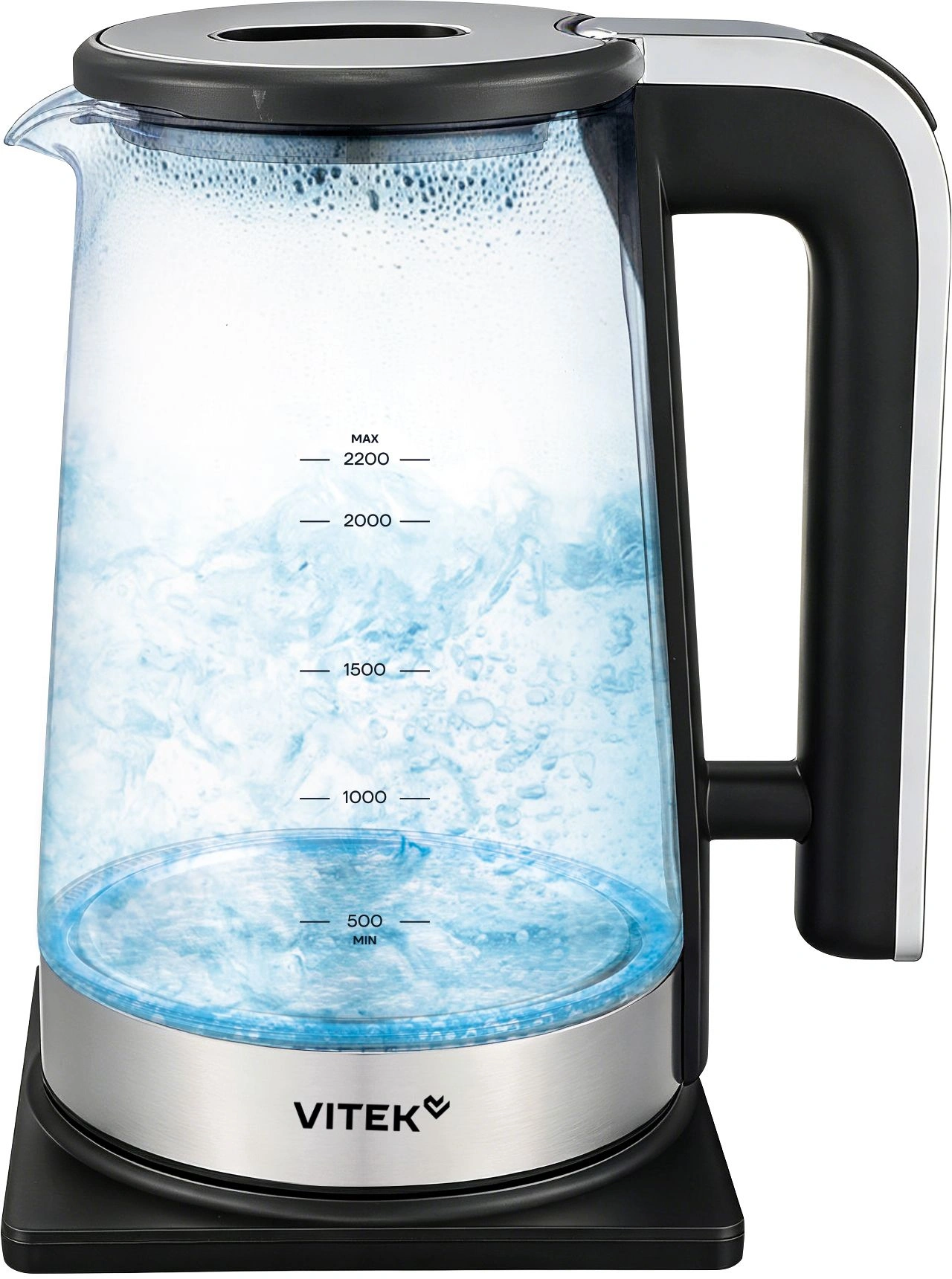 Чайник электрический Vitek VT-WK1073 2.2л. 1800Вт черный/серебристый корпус: стекло