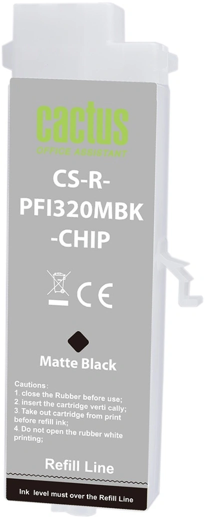 Картридж перезаправляемый струйный Cactus CS-R-PFI320MBK-CHIP PFI-320 черный матовый (260мл) для Canon imagePROGRAF TM-200/200MFP/205/300/300MFP/305/250/255/350/355 с чипом