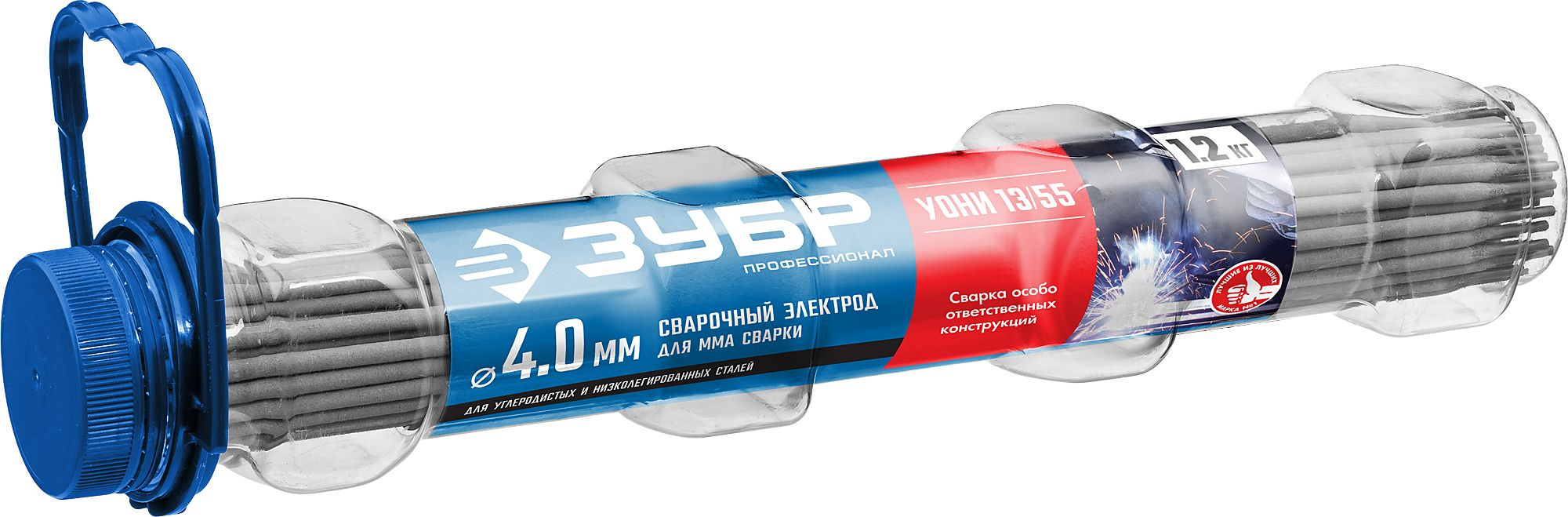Электрод Зубр 40021-4.0 D4мм L350мм 1.2гр серый
