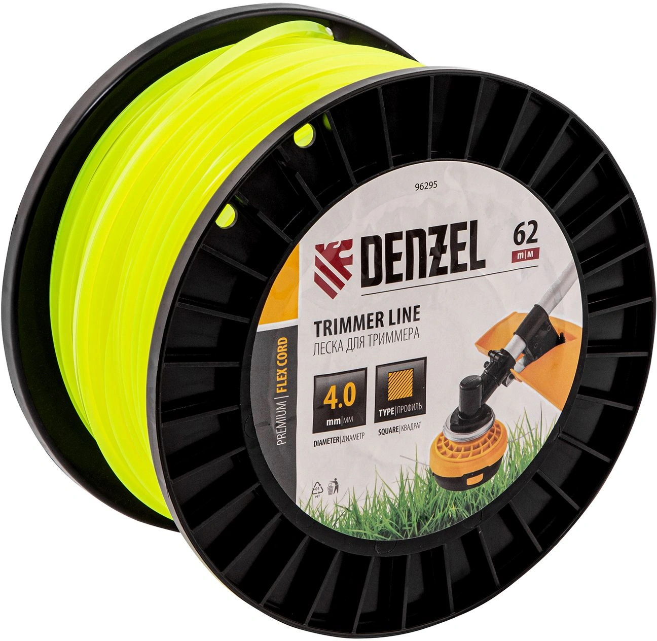 Леска для садовых триммеров Denzel 96295 d=4мм L=62м