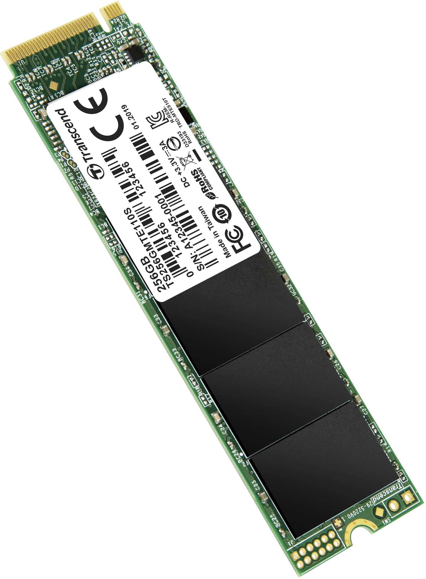 Накопитель SSD Transcend PCIe 3.0 x4 256GB TS256GMTE110S 110S M.2 2280 0.2 DWPD