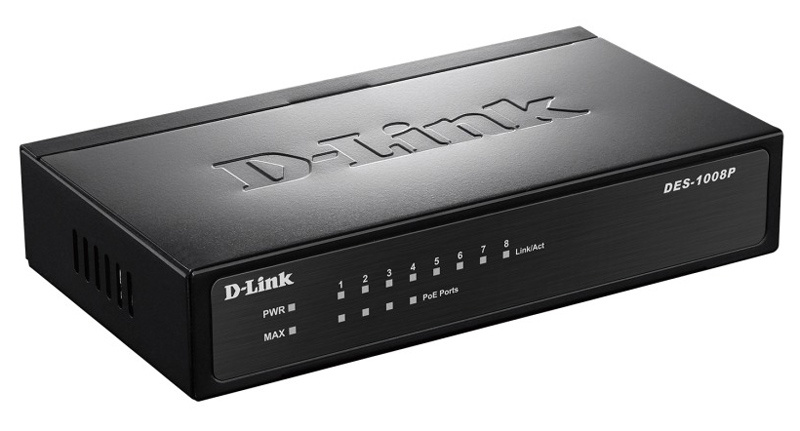 Коммутатор D-Link DES-1008P/C1A 8x100Мбит/с 4PoE 52W неуправляемый