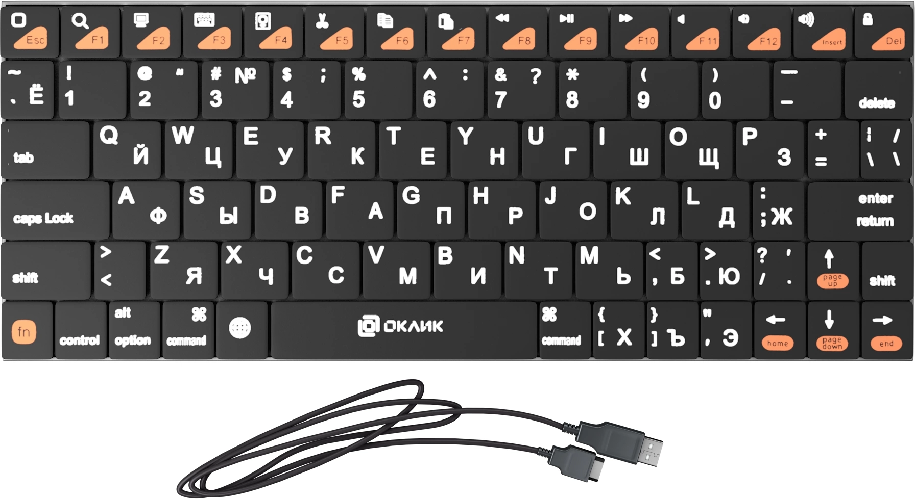 Клавиатура Оклик 840S черный USB беспроводная BT slim (754787)